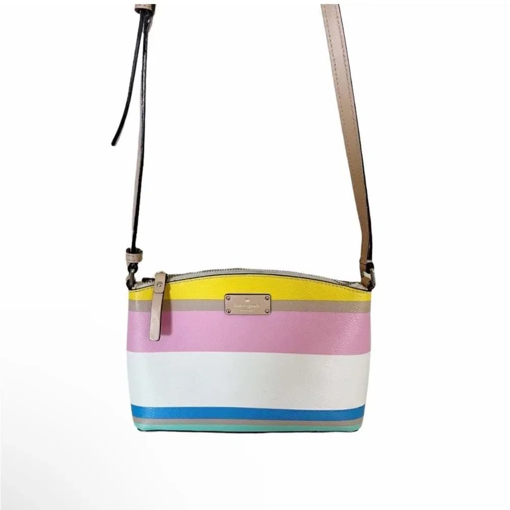 KATE SPADE Dune Striped Millie Grove Street Crossbody Bag Leather Multicolor EUC